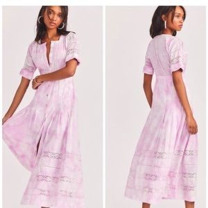 LoveShackFancy Edie Midi Dress in Peony Pink